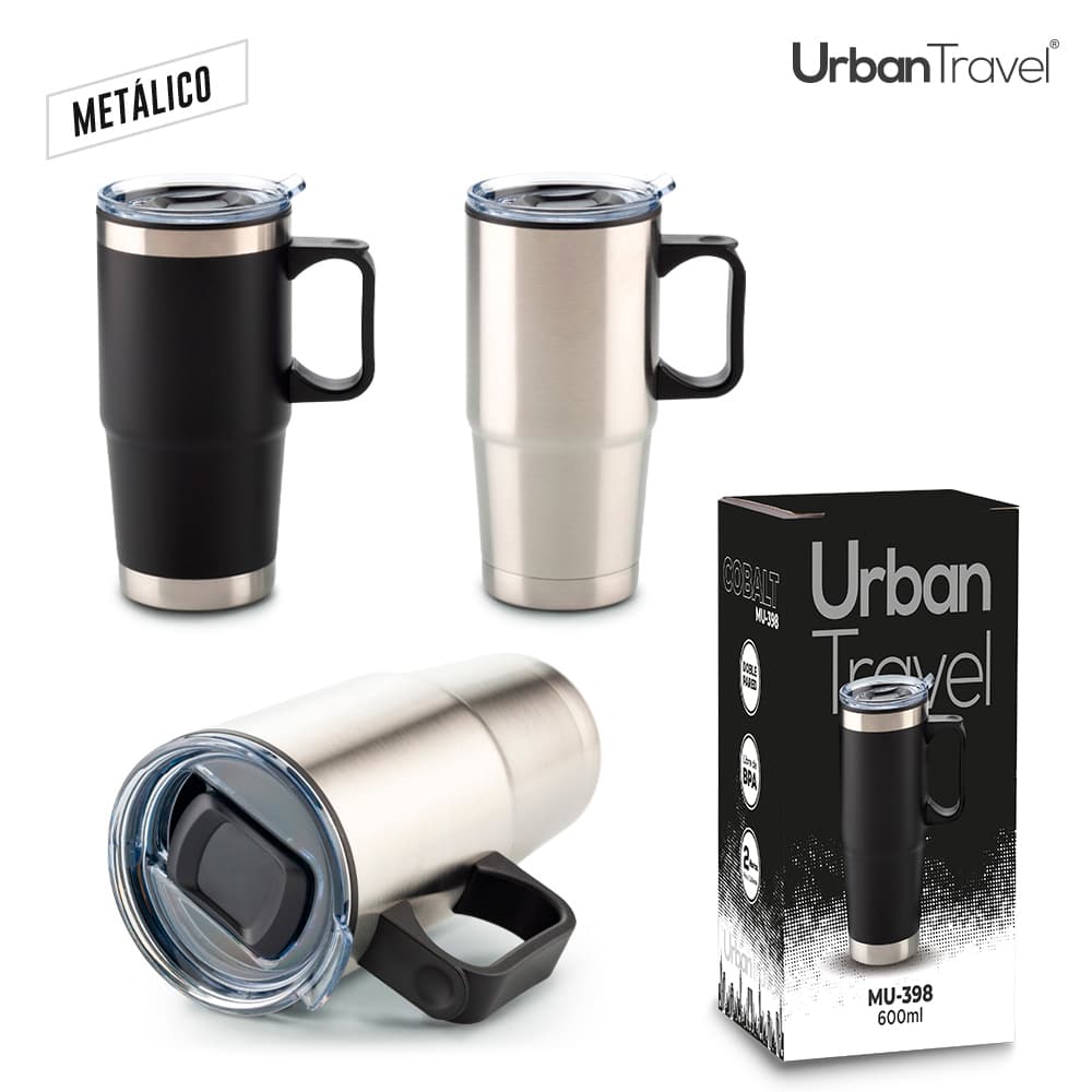 MUG METÁLICO COBALT URBAN TRAVEL 600ML