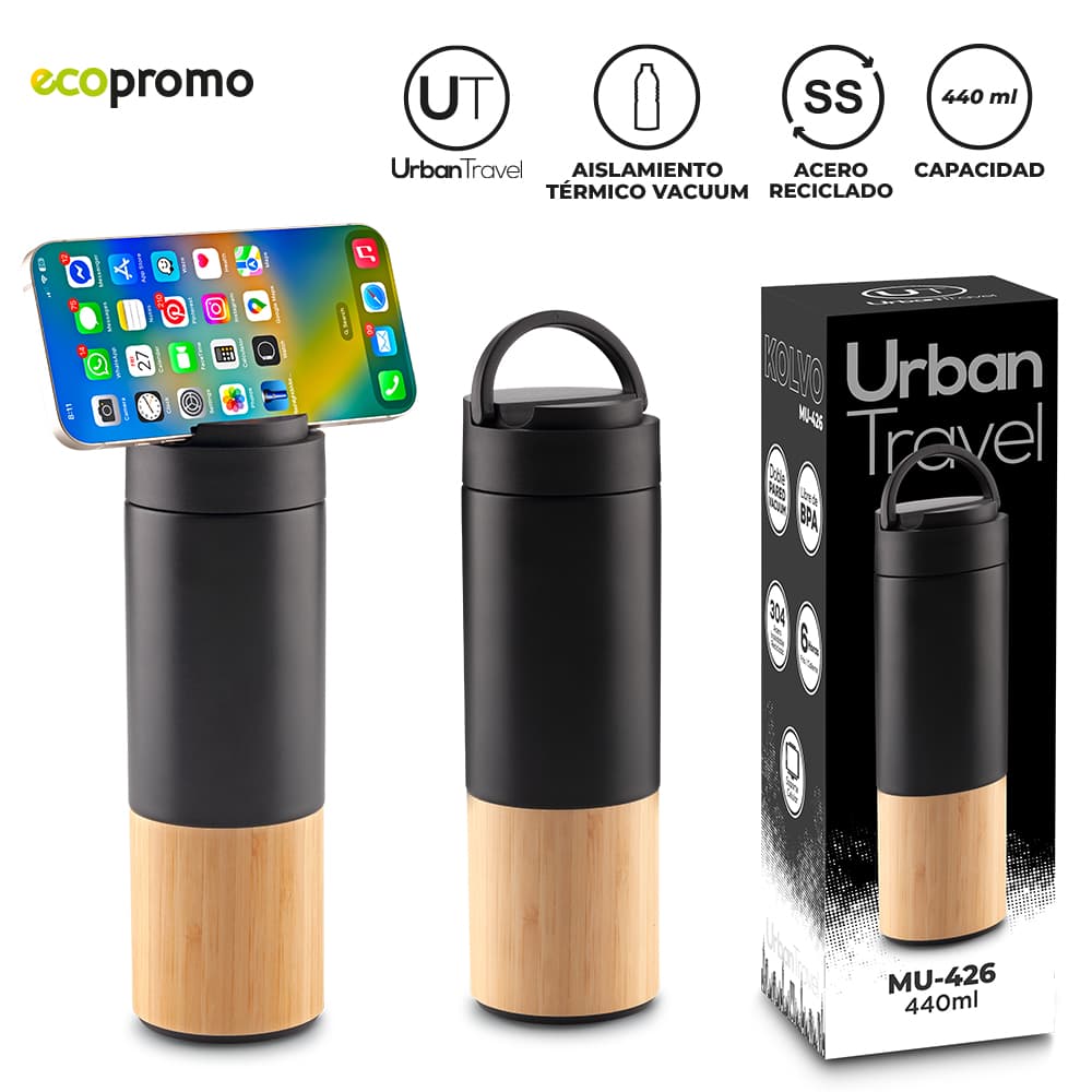 BOTILITO METALICO KOLVO URBAN TRAVEL 440 ML